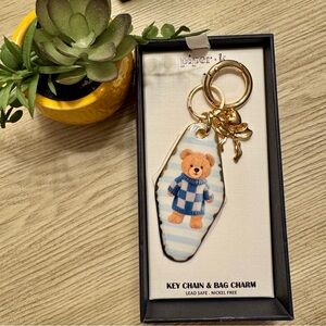 Piper K Teddy Bear Sweater Bag Charm Hotel Key Chain - NEW